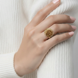 Bague SOLEIL Ajustable en Acier Inoxydable - Finition Dorée