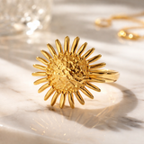 Bague SOLEIL Ajustable en Acier Inoxydable - Finition Dorée