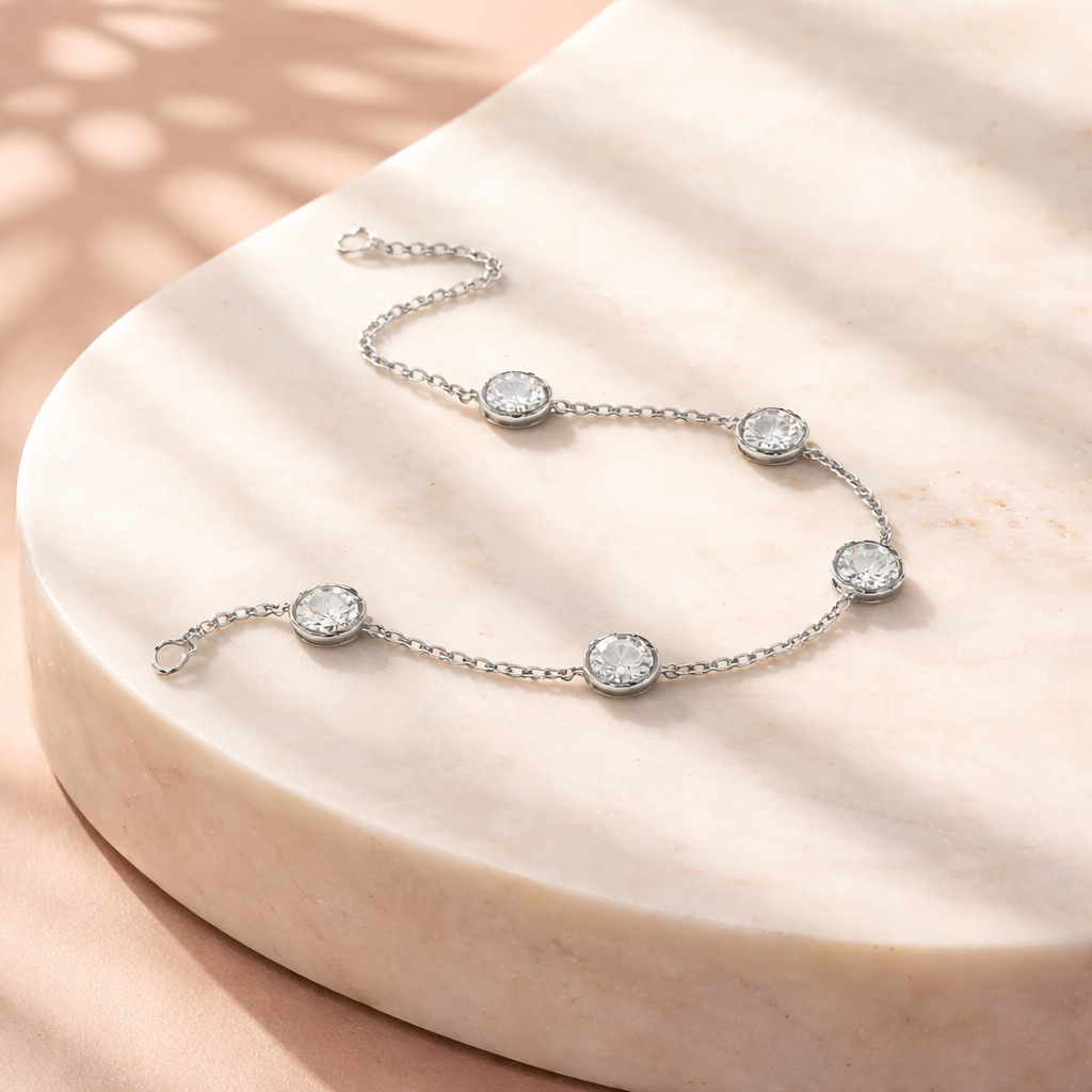 Bracelet Anaïs – Chainettes &amp; Pierres Blanches