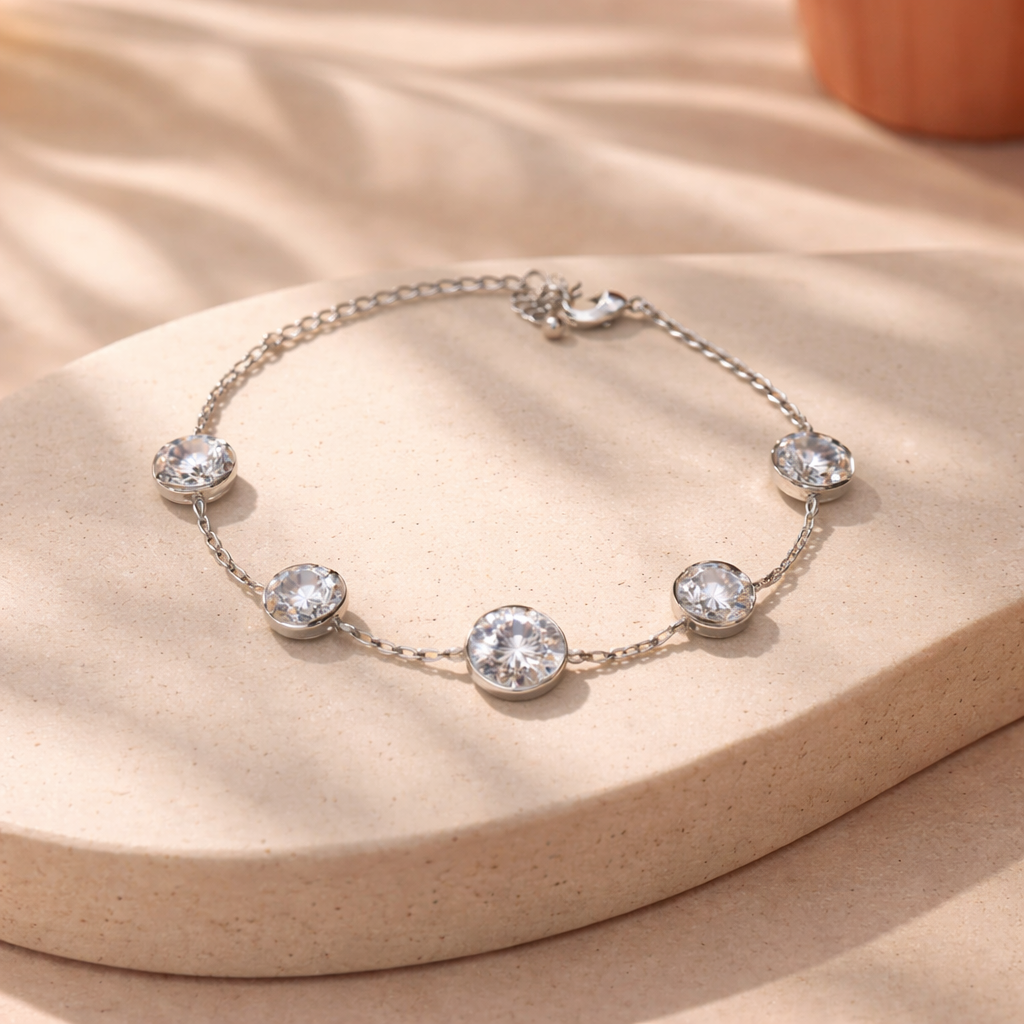 Bracelet Anaïs – Chainettes &amp; Pierres Blanches