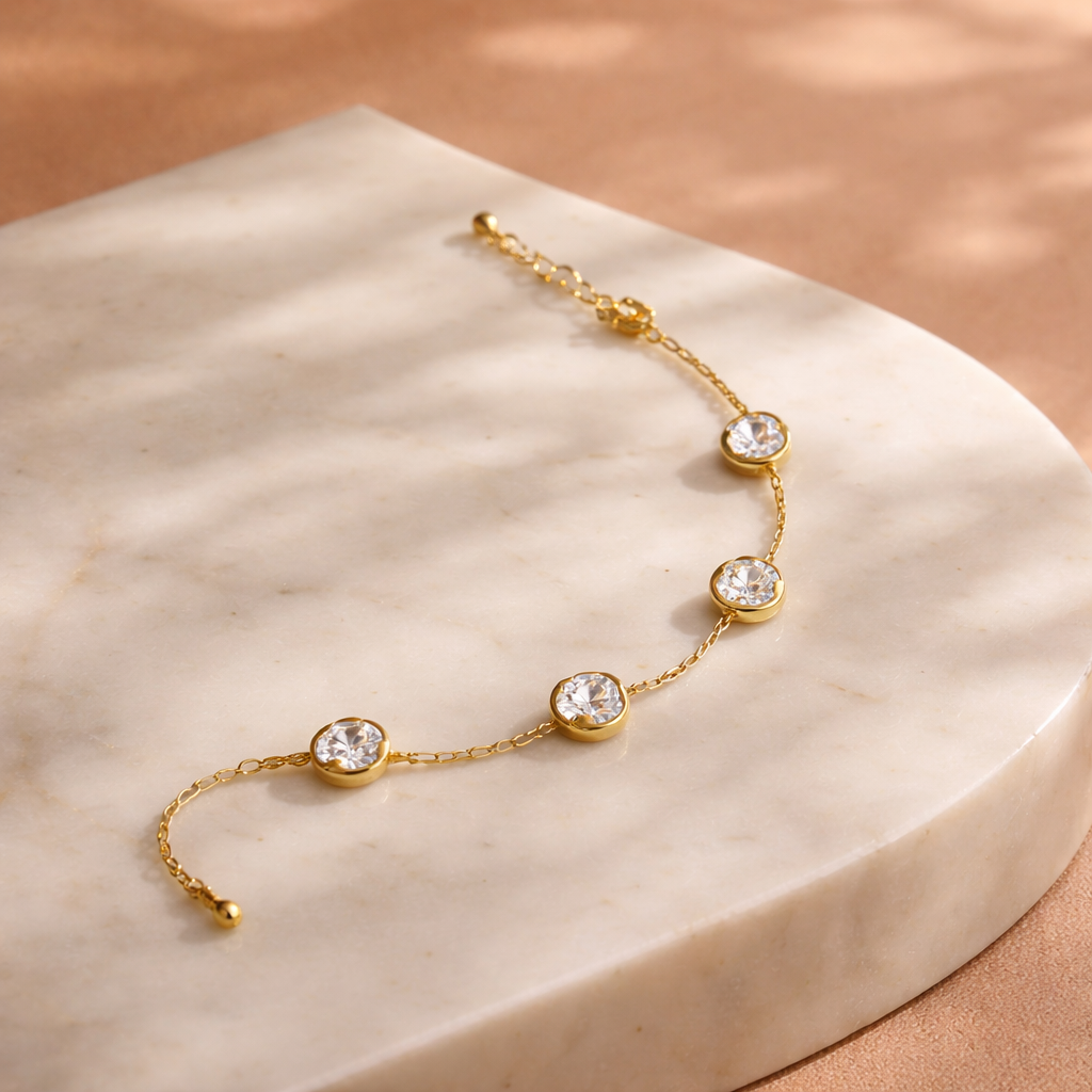Bracelet Anaïs – Chainettes &amp; Pierres Blanches