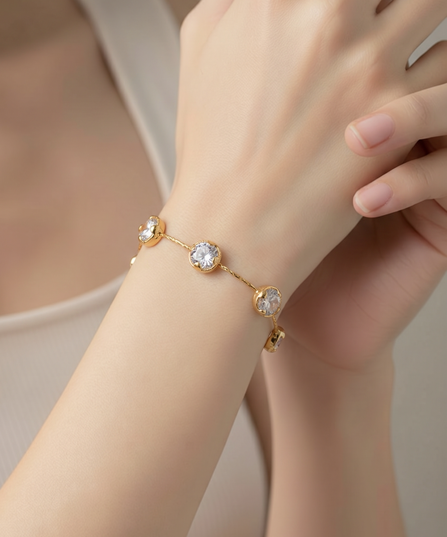 Bracelet Anaïs – Chainettes &amp; Pierres Blanches