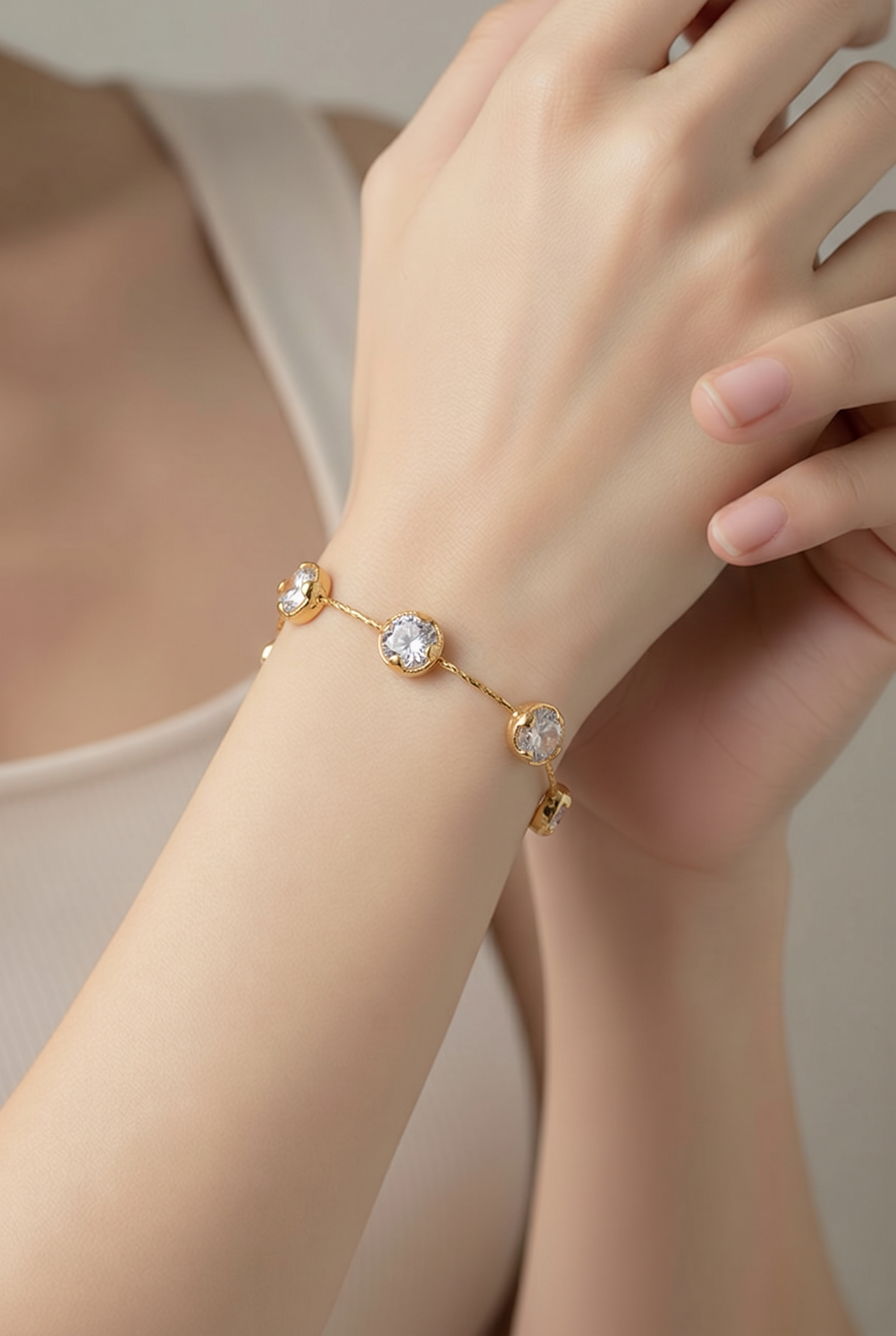 Bracelet Anaïs – Chainettes &amp; Pierres Blanches
