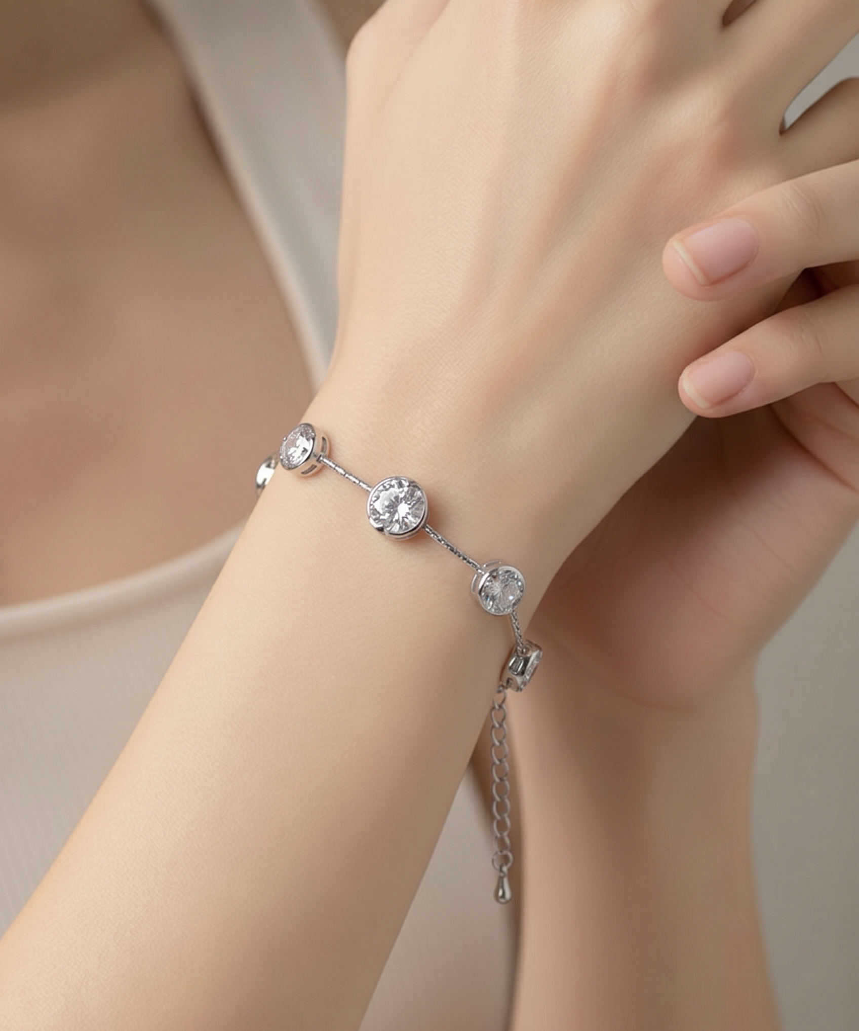 Bracelet Anaïs – Chainettes &amp; Pierres Blanches