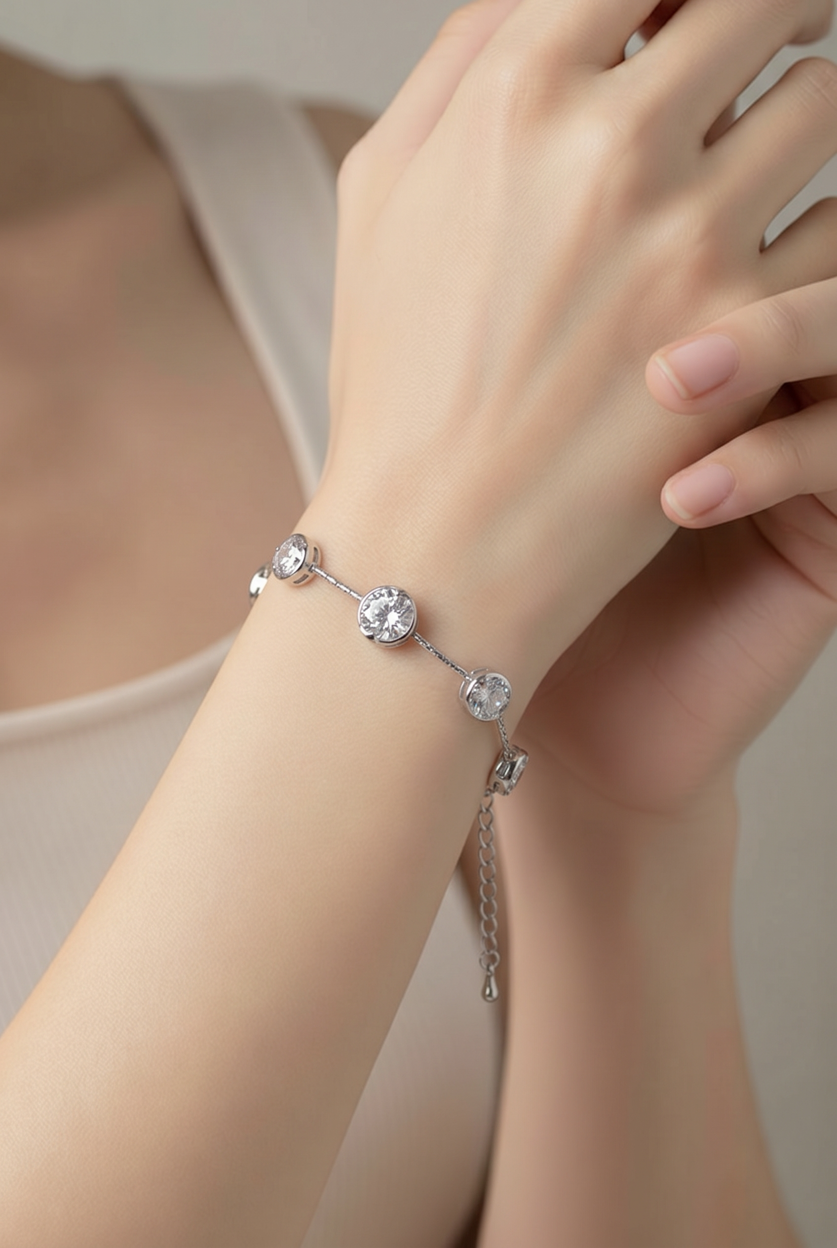 Bracelet Anaïs – Chainettes &amp; Pierres Blanches