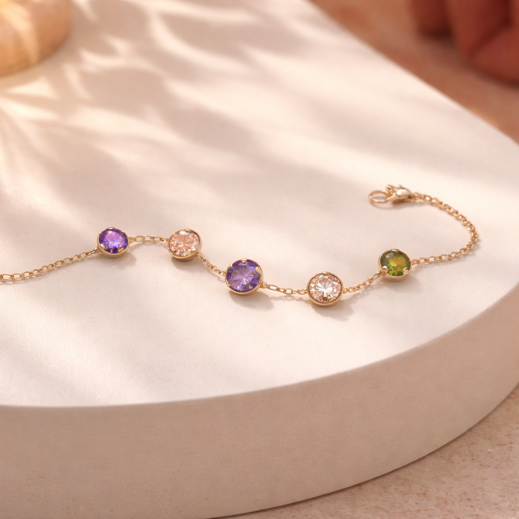 Bracelet Anna – Maille Souple &amp; Pierres Multicouleurs