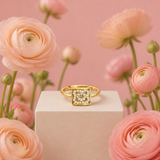 Bague Inès Ajustable – Motif Carré Strass – Acier Inoxydable 316L