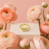 Bague Inès Ajustable – Motif Carré Strass – Acier Inoxydable 316L