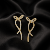 Boucles d'Oreille Lison – Nœud Ruban Strass – Acier Inoxydable 316L