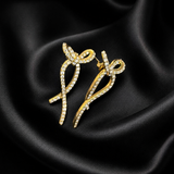 Boucles d'Oreille Lison – Nœud Ruban Strass – Acier Inoxydable 316L