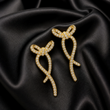 Boucles d'Oreille Lison – Nœud Ruban Strass – Acier Inoxydable 316L