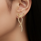 Boucles d'Oreille Lison – Nœud Ruban Strass – Acier Inoxydable 316L