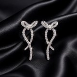 Boucles d'Oreille Lison – Nœud Ruban Strass – Acier Inoxydable 316L