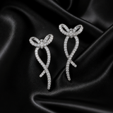 Boucles d'Oreille Lison – Nœud Ruban Strass – Acier Inoxydable 316L