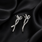 Boucles d'Oreille Lison – Nœud Ruban Strass – Acier Inoxydable 316L