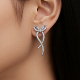 Boucles d'Oreille Lison – Nœud Ruban Strass – Acier Inoxydable 316L