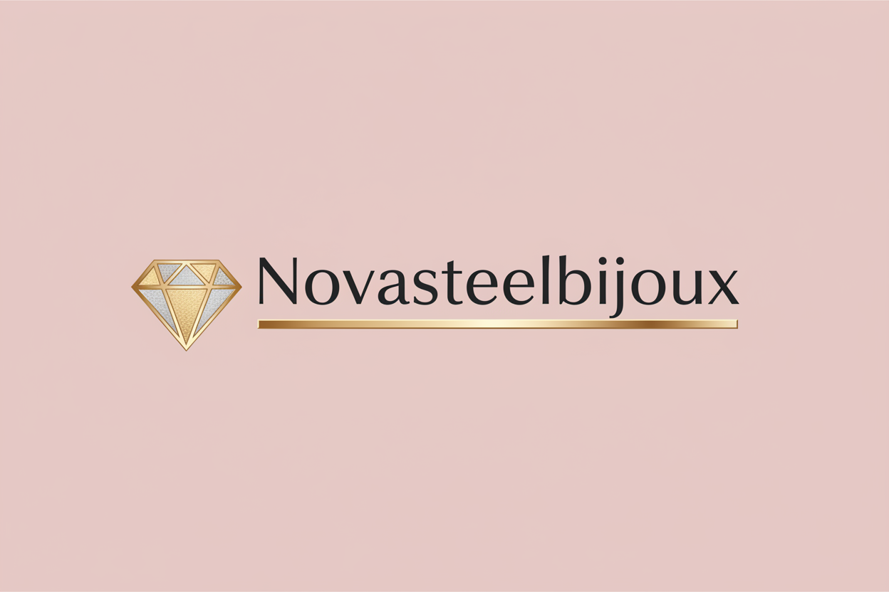 Logo Novasteelbijoux sur fond rose poudré